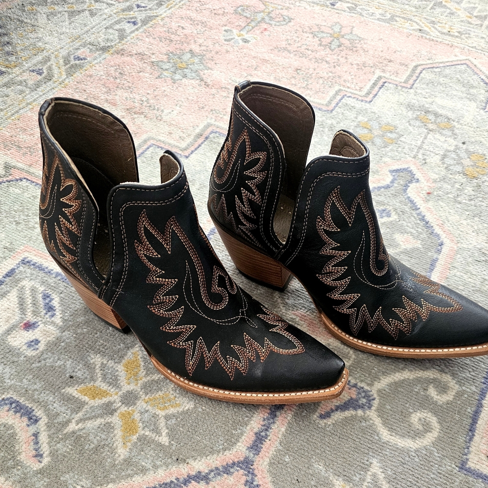 Ariat Black and Brown Embroidered Ankle Boots
